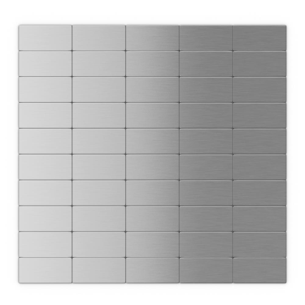 Inoxia SpeedTiles Subway Silver Stainless Steel 12.2 in. x 11.81 in. x Stainless Steel Wall Panels Home Depot