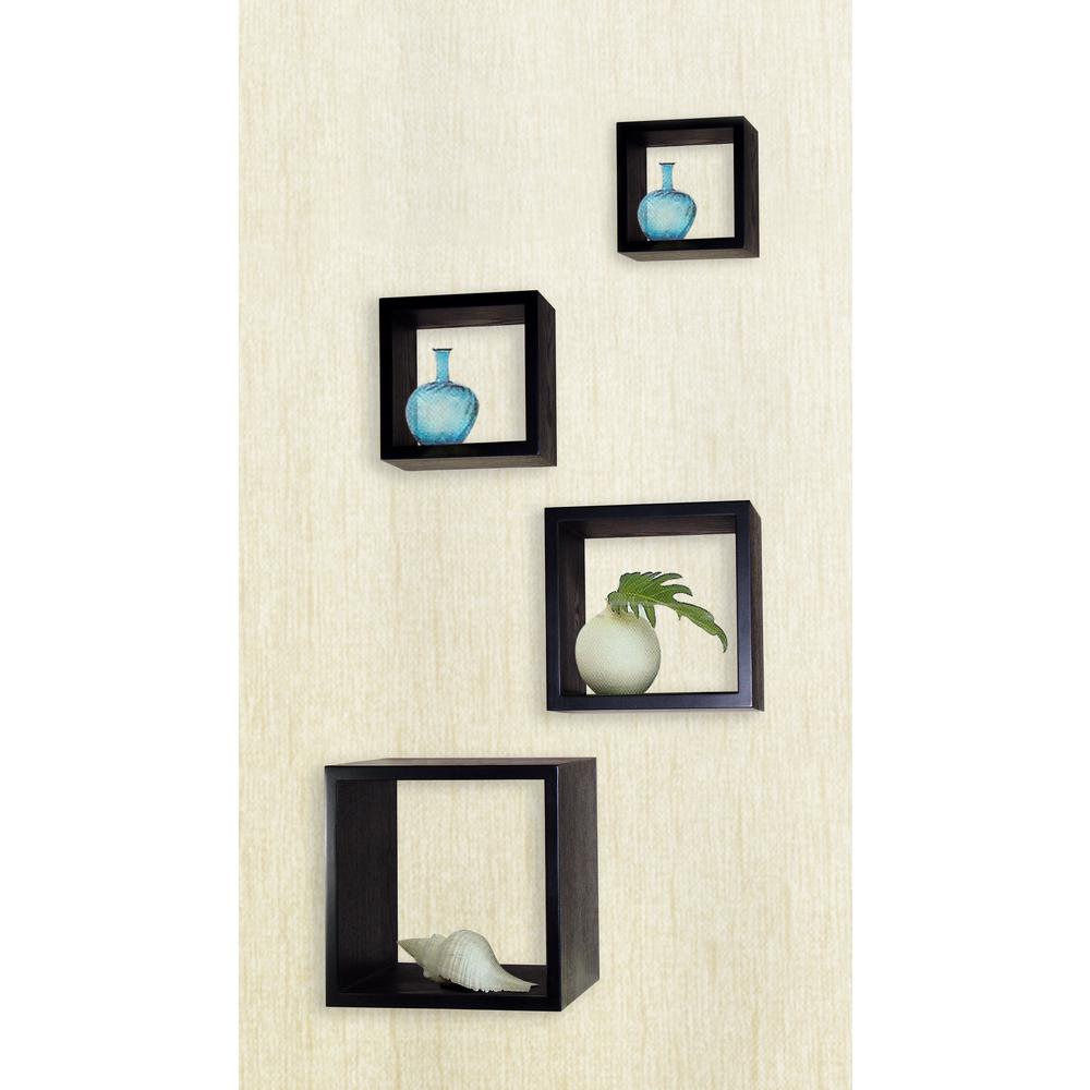 Paintable 2 Wall Mounted Shelves Shelving The Home Depot Ebony Decorative Wood Storage Wall Cube Set Of 4