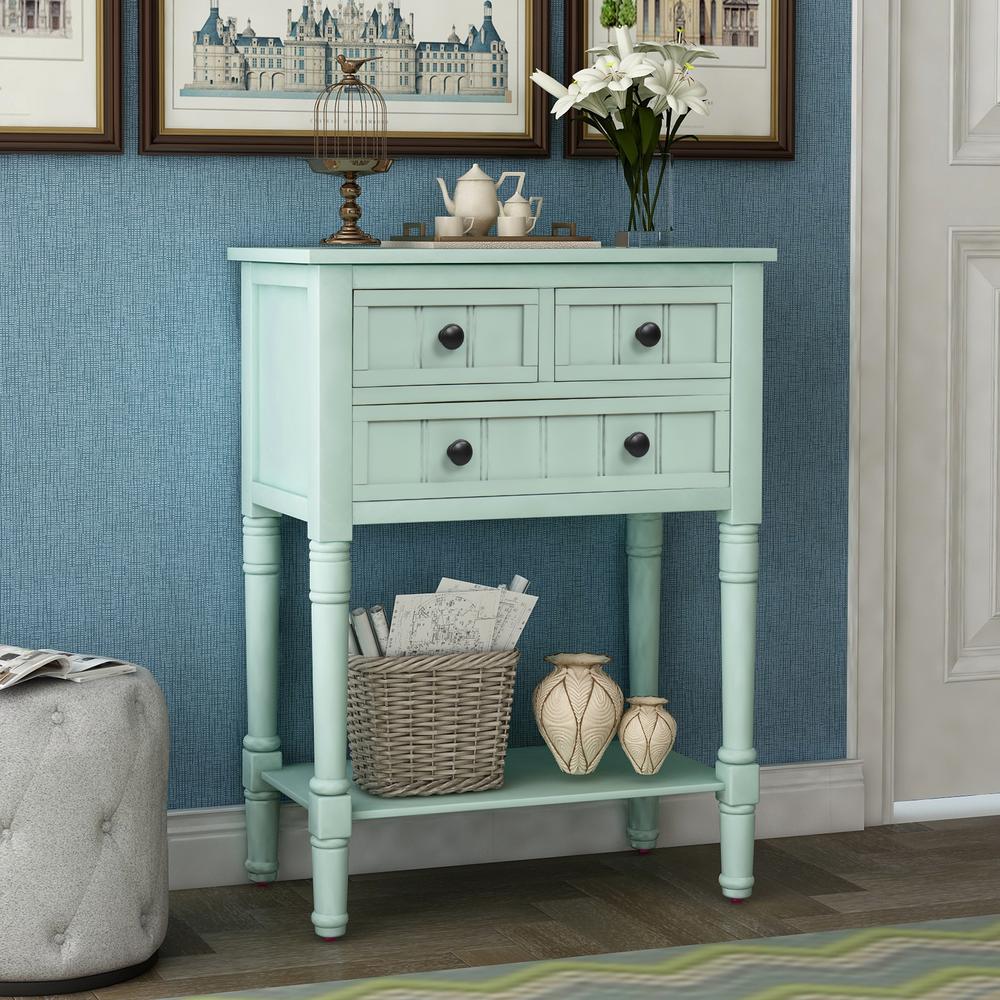 Harper Bright Designs Retro Blue Narrow Console Table With 3