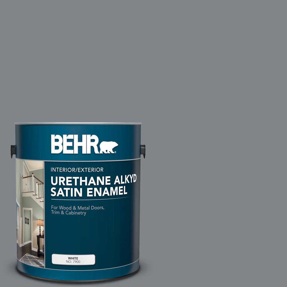 BEHR 1 gal. N5005 Gray color Urethane Alkyd Satin Enamel Interior/Exterior Paint