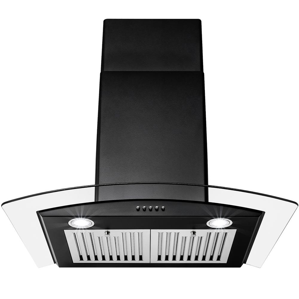 AKDY 30 in. Convertible Stainless Steel Wall Mount Range Hood in Black 30 In Black Stainless Steel Range Hood