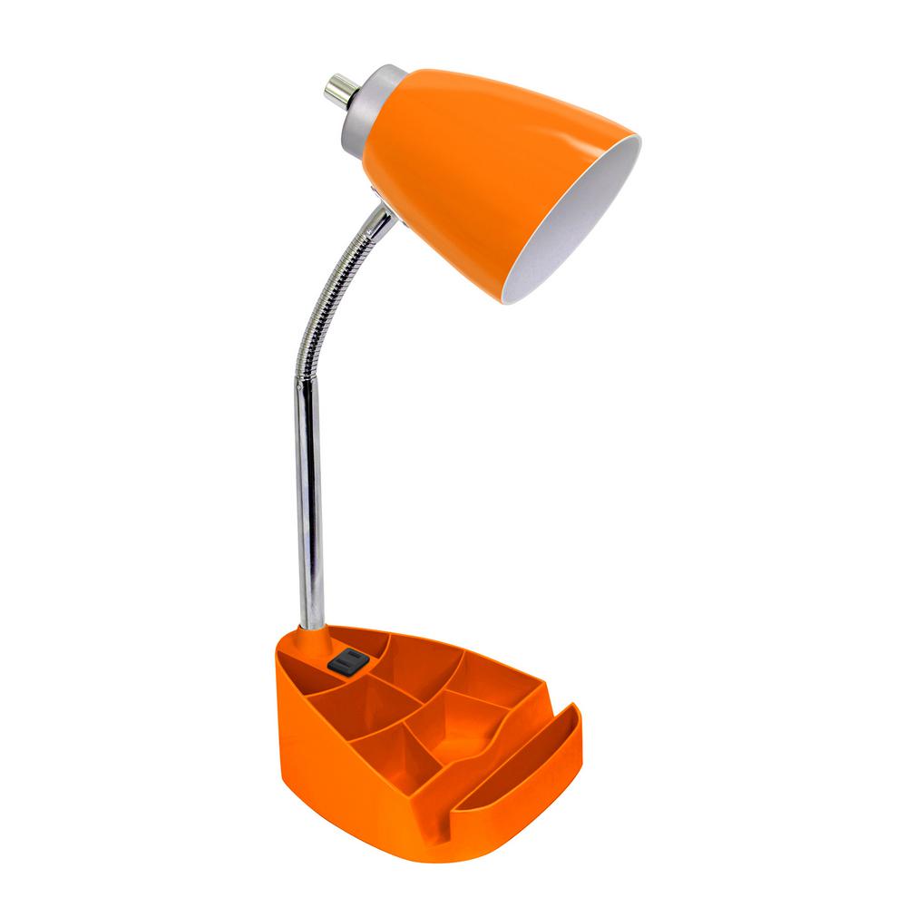 Limelights 18 5 In Gooseneck Organizer Desk Lamp With Holder And Gooseneck Organizer Desk Lamp With Holder And Charging Orange
