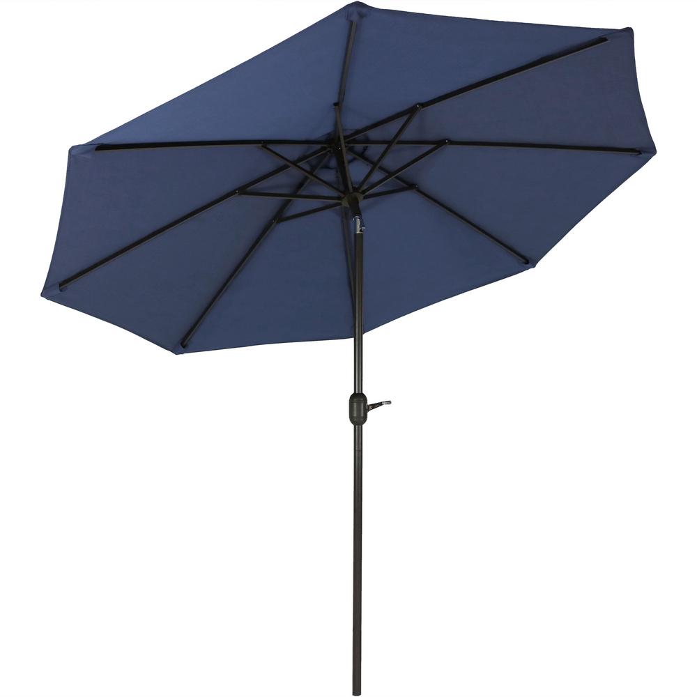 Sunnydaze Decor 9 Ft Fade Resistant Aluminum Market Auto Tilt Patio Umbrella In Navy Blue Jlp 693 The Home Depot