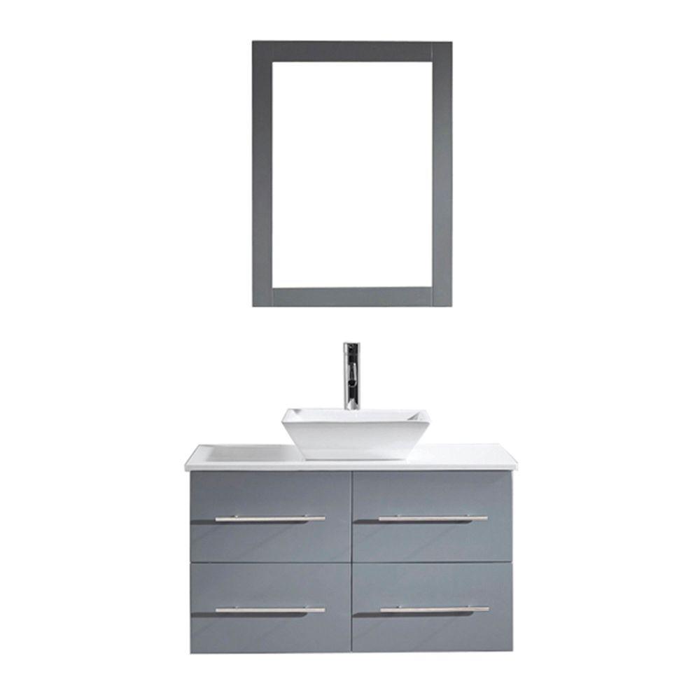 Virtu Usa Marsala 36 In W Bath Vanity Gray With Stone Top W Bath Vanity In Gray With Stone Top