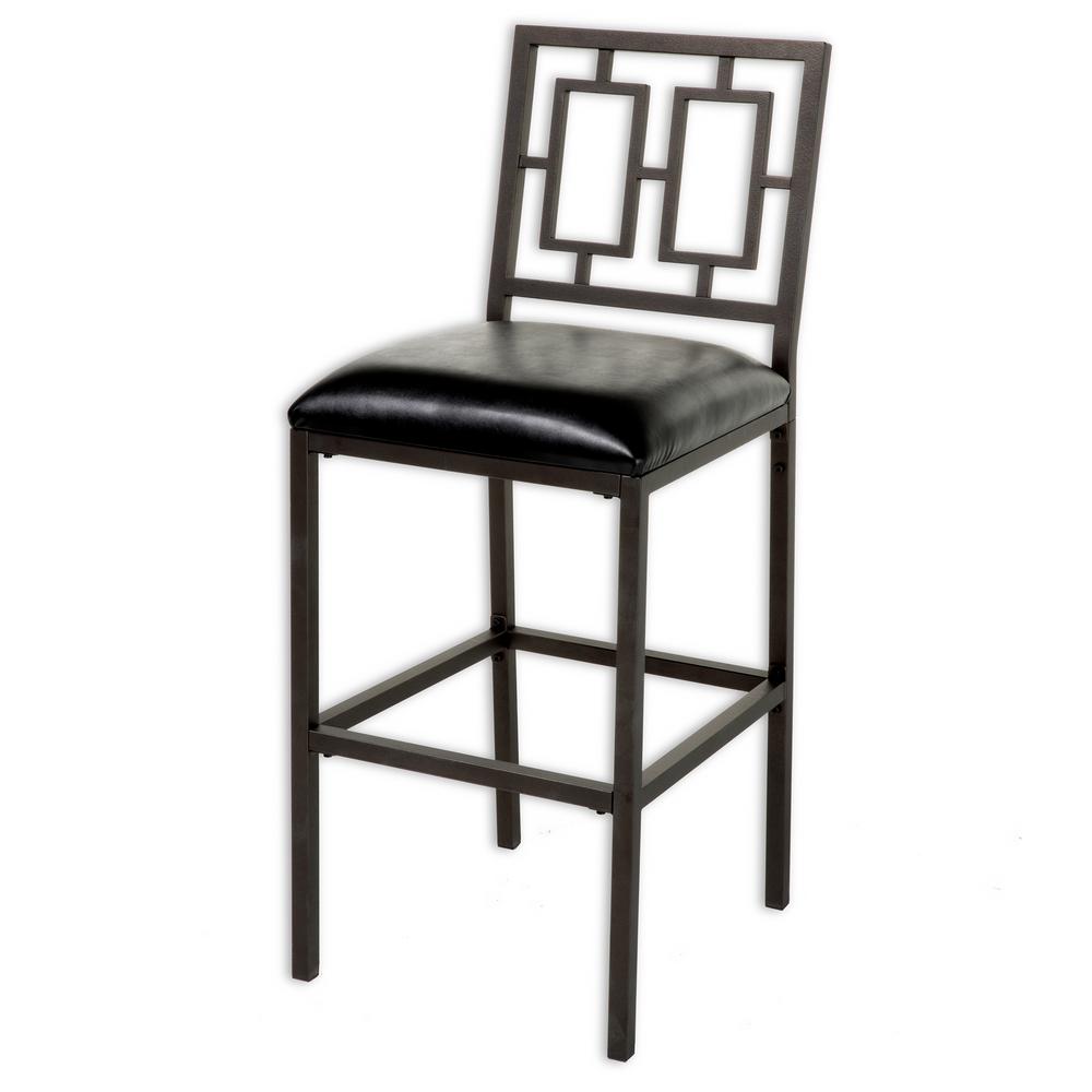 OSP Designs 30 in. Bristow Black Metal Bar Stool with Vintage Wood Seat