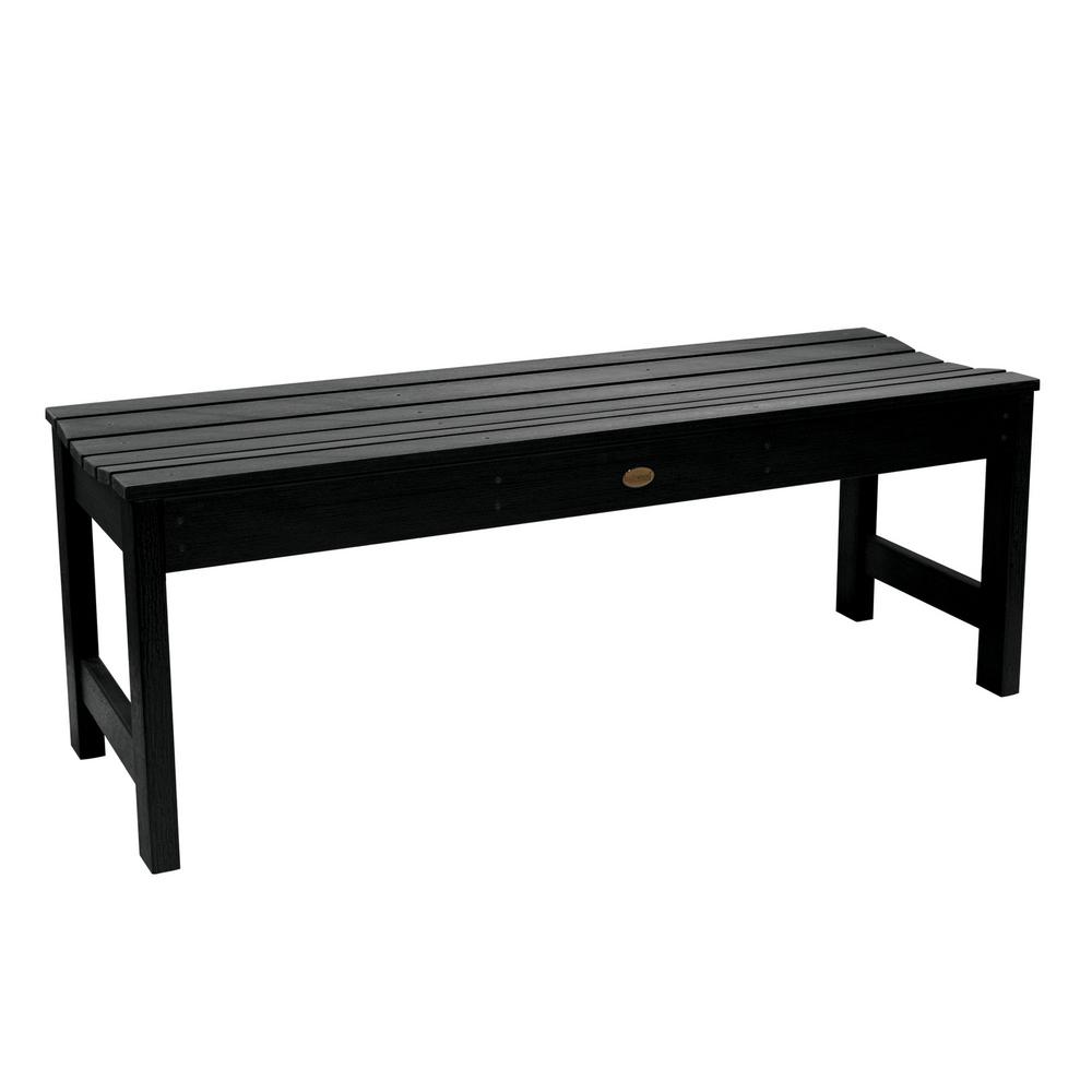 Highwood Lehigh 48 In 2 Person Black Recycled Plastic Outdoor