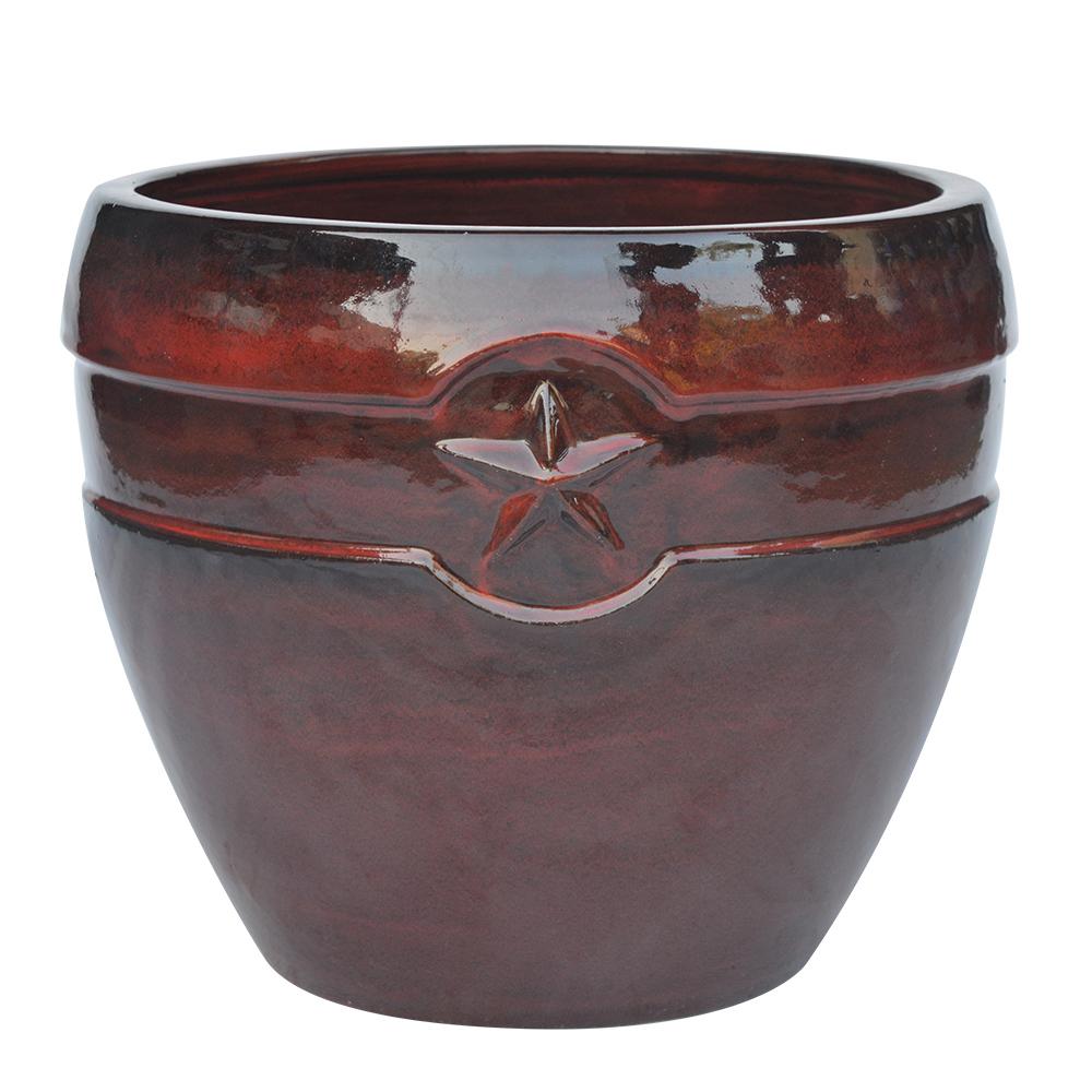 Southern Patio Houston 15 in. x 12.6 in. Red Ceramic PlanterCRM056393