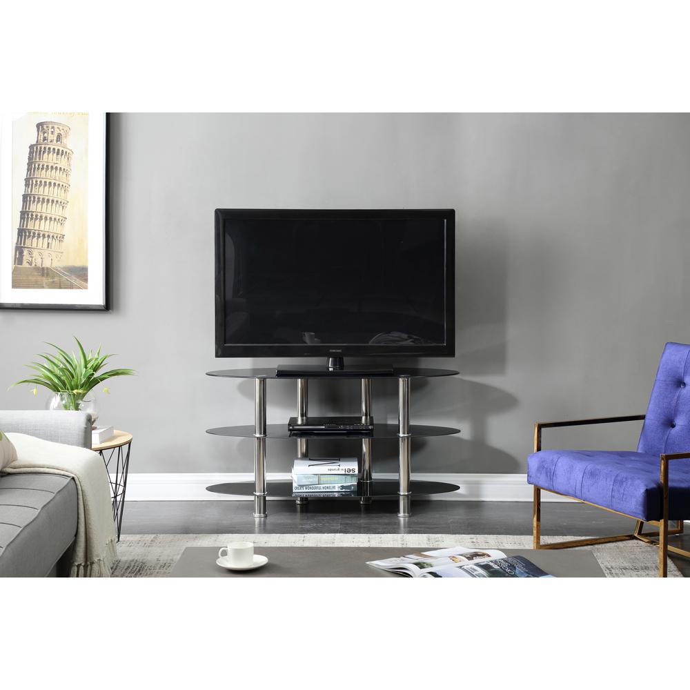 43 In Wide Glass Tv Stand With 3 Shelves