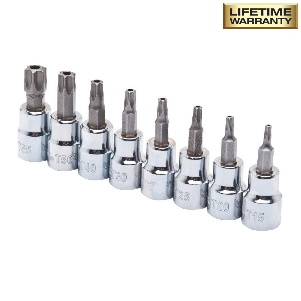 Husky 3/8 In. Drive Tamper Proof Torx Bit Socket Set (8-piece) Model No: Htptxbs
