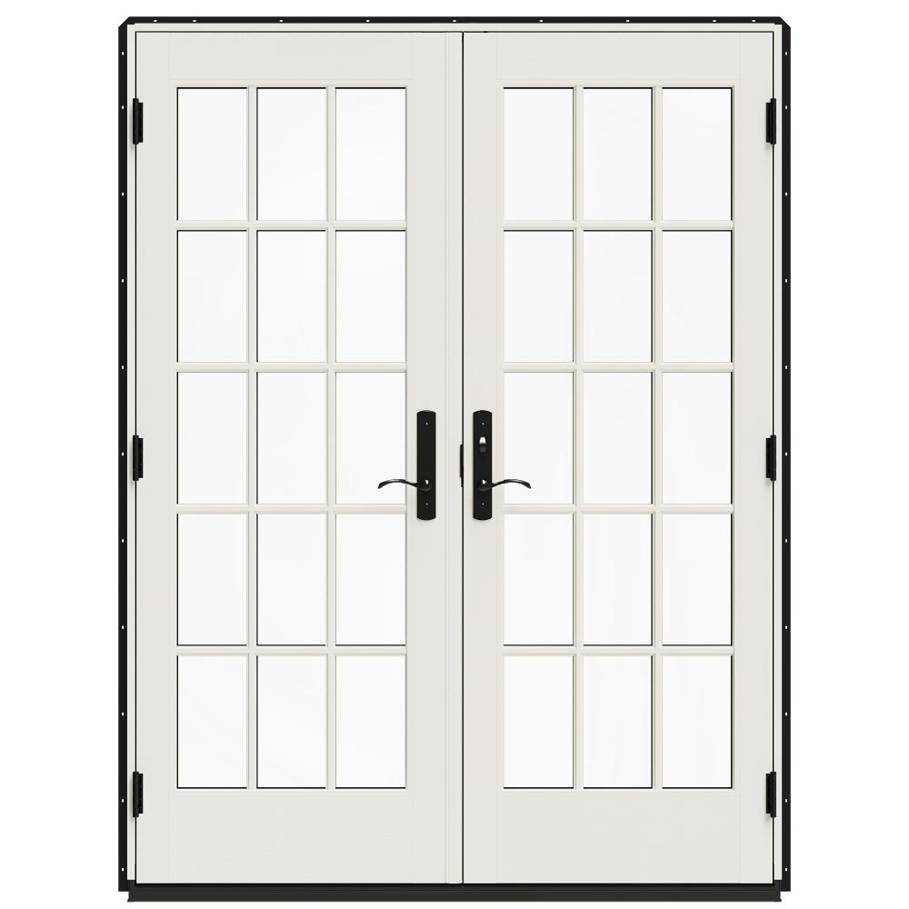 JELDWEN 60 in. x 80 in. W4500 Black Clad Wood LeftHand 15Lite