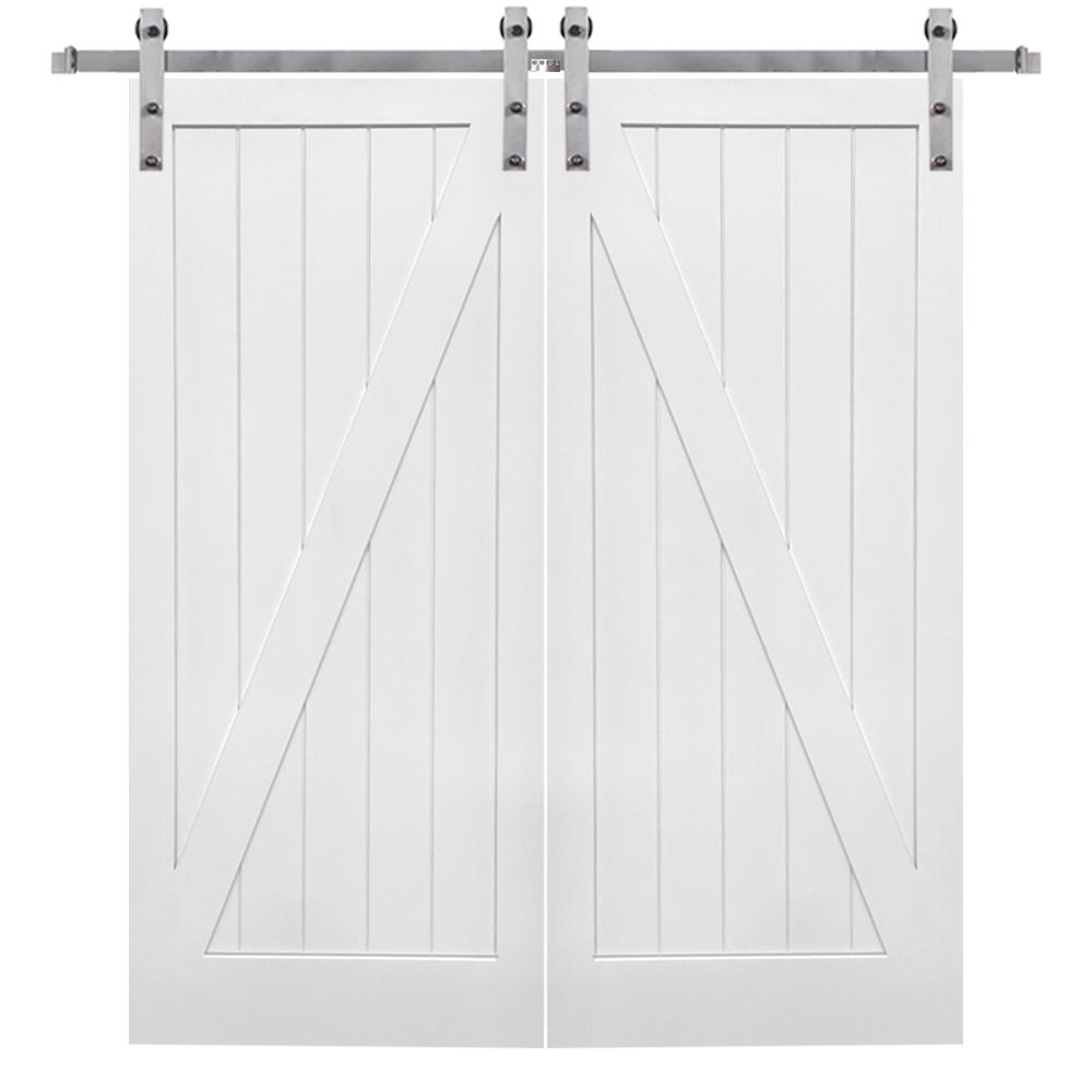 MMI Door 72 in. x 84 in. Primed ZPlank MDF Sliding Barn Door with