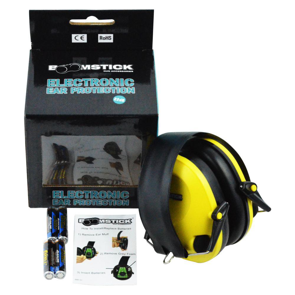 Boomstick Gun Accessories Electronic Ear Muff with 4 AAA in YellowBOOM