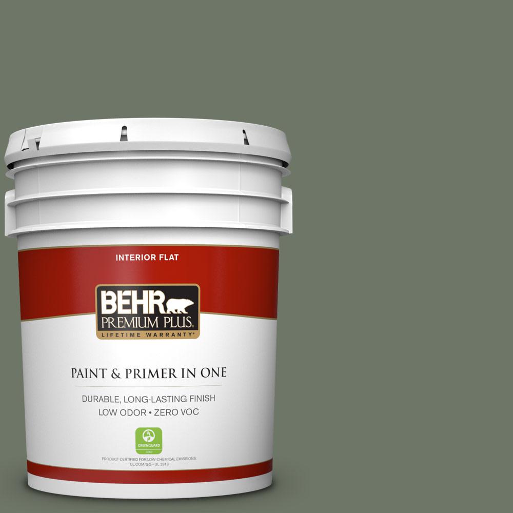 BEHR Premium Plus 5 gal. PPU1019 Conifer Green Flat Zero VOC Interior