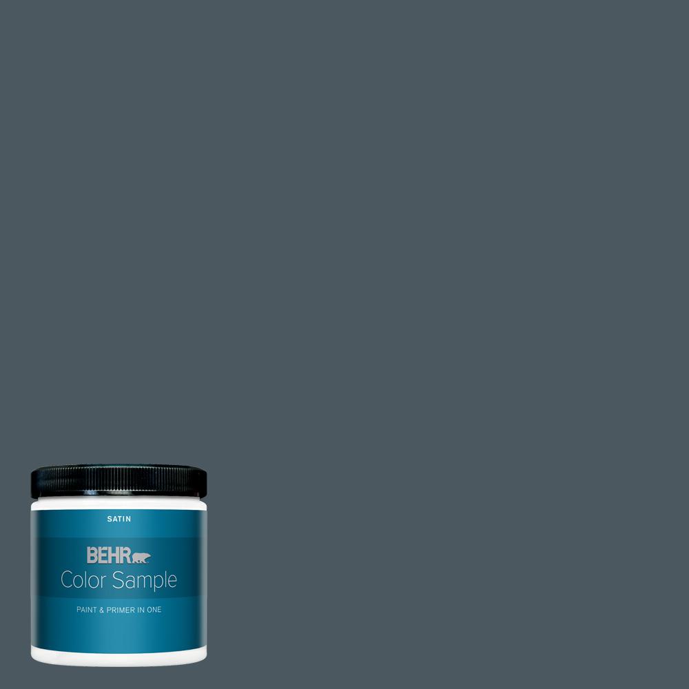 BEHR PREMIUM PLUS 8 oz. S4707 Undersea Satin Enamel Interior Paint and Primer in One Sample