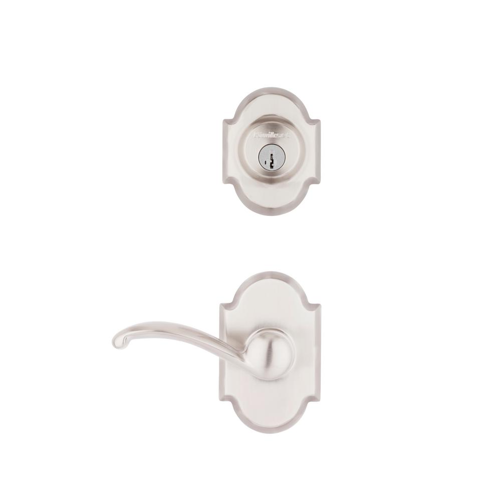 Kwikset Austin Satin Nickel Passage Door Lever and Single Cylinder Deadbolt Combo Pack Featuring