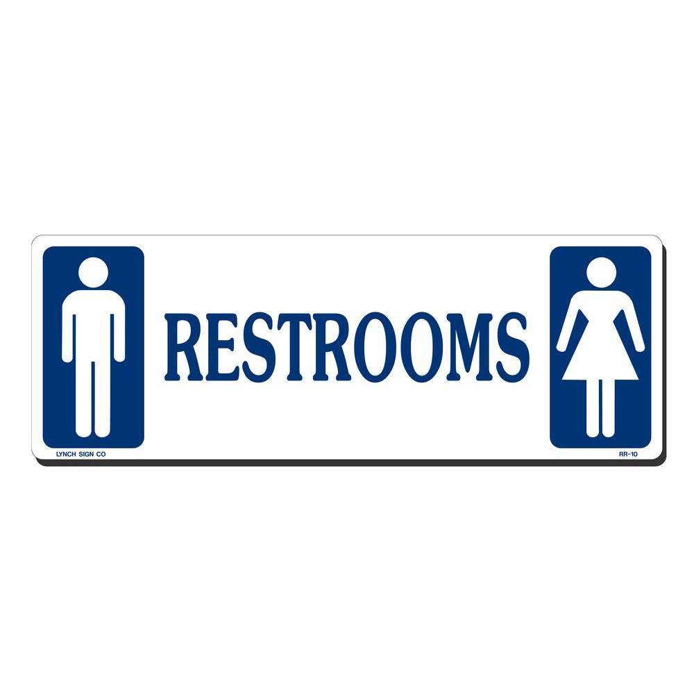 Lynch Sign 14 in. x 5 in. Restrooms Sign Printed on More Durable