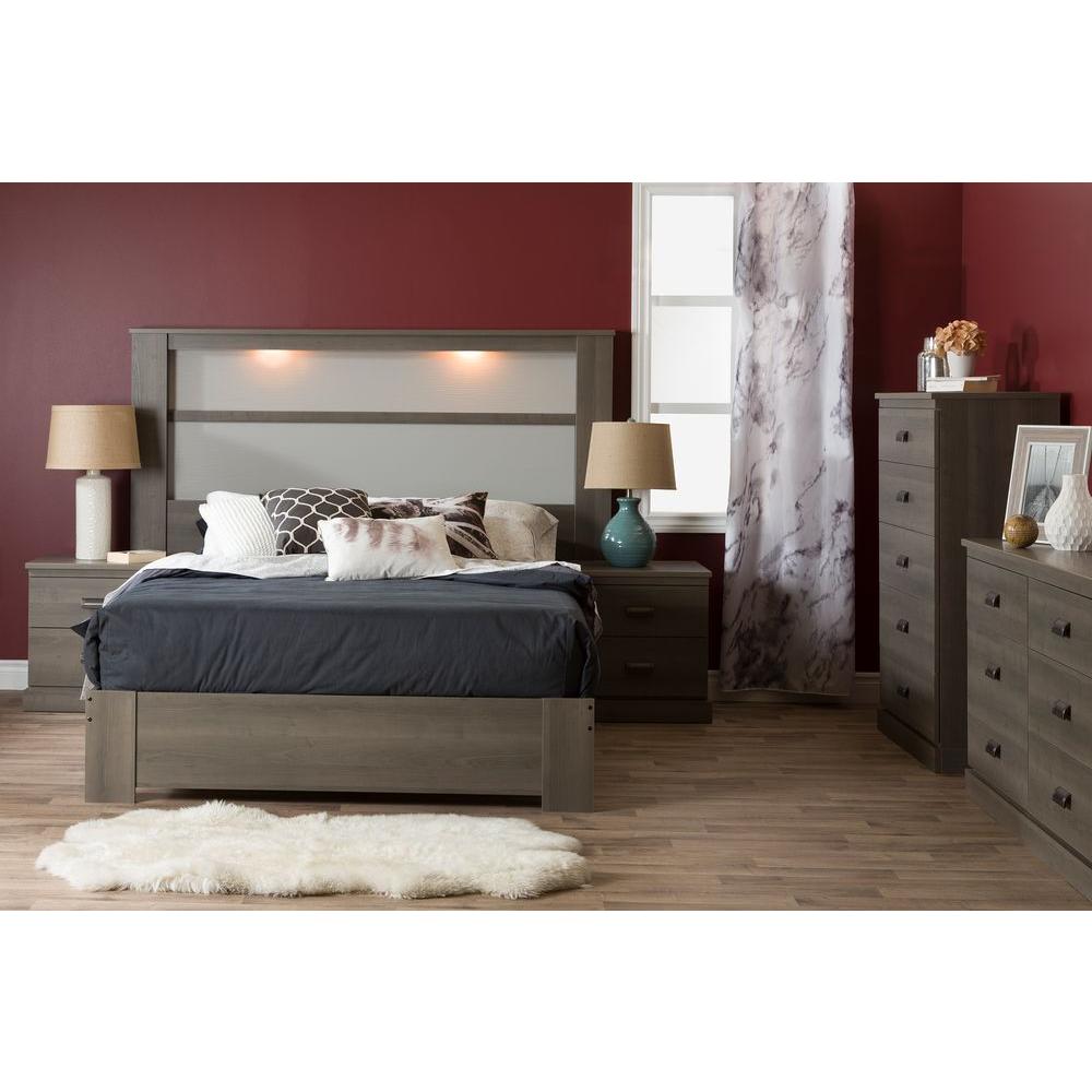 South Shore Gloria 2 Drawer Gray Maple Nightstand 10119 The Home