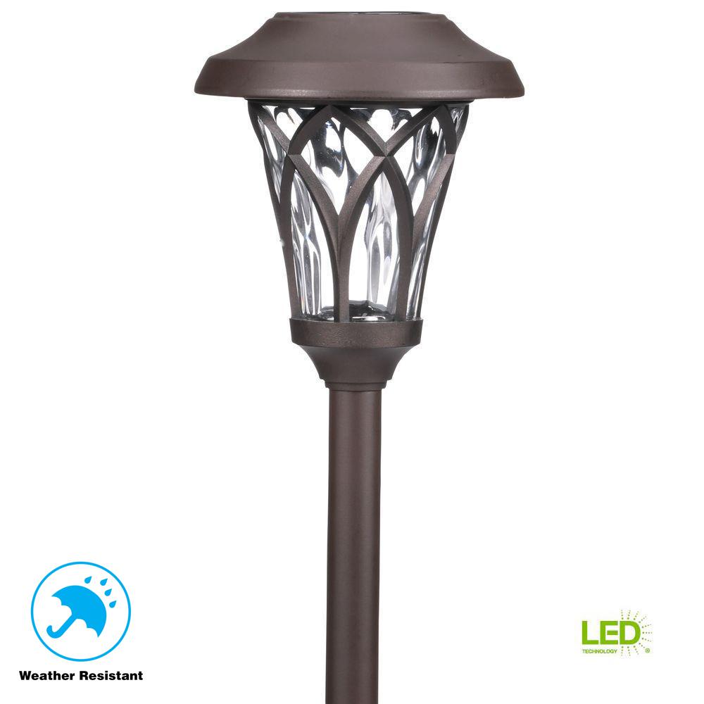 Solar Landscape Lighting Outdoor The Home Depot Solar Bronze Outdoor Integrated Led Landscape