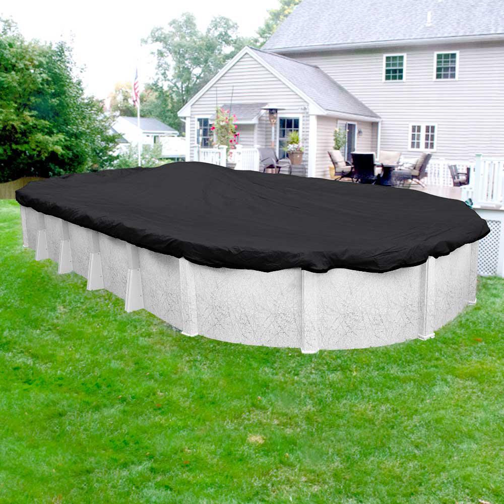 Robelle Mesh 16 ft. x 32 ft. Oval Black Mesh Above Ground Winter Pool Cover381632 The Home Depot