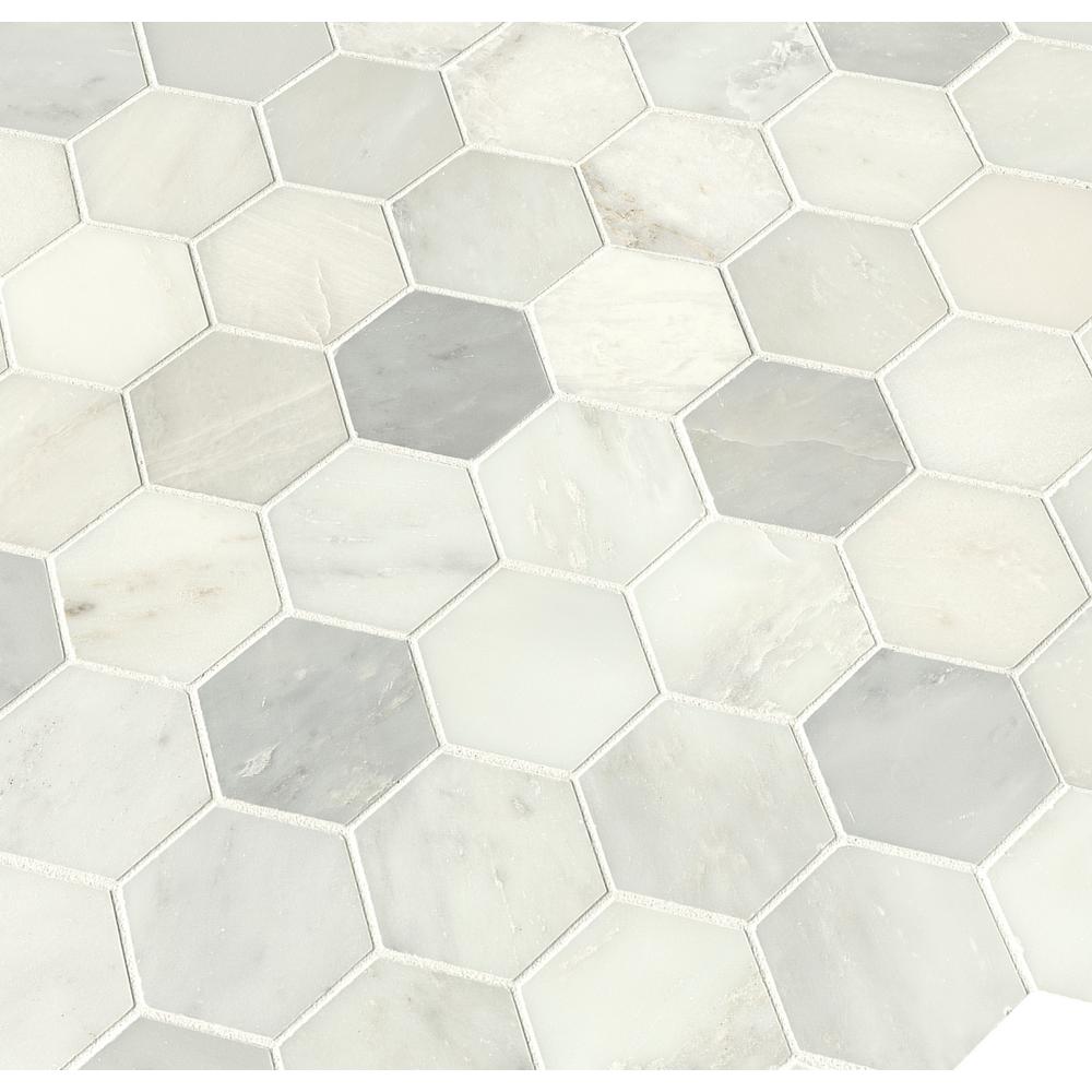 Msi Greecian White Hexagon 12 In X 10mm Polished Marble Msi Greecian White Hexagon 12 In X