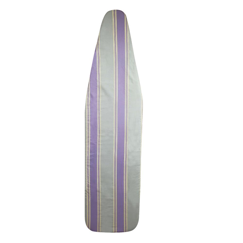 HOMZ Premium Ironing Board Cover with Pad in Purple/Gray Stripes