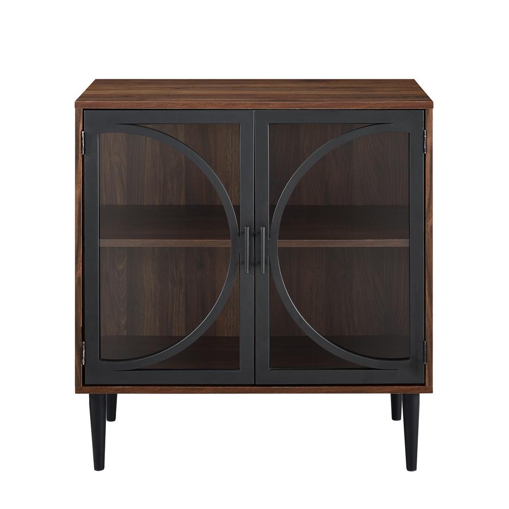 Walker Edison 30 Metal Door Accent Console W Tempered Glass
