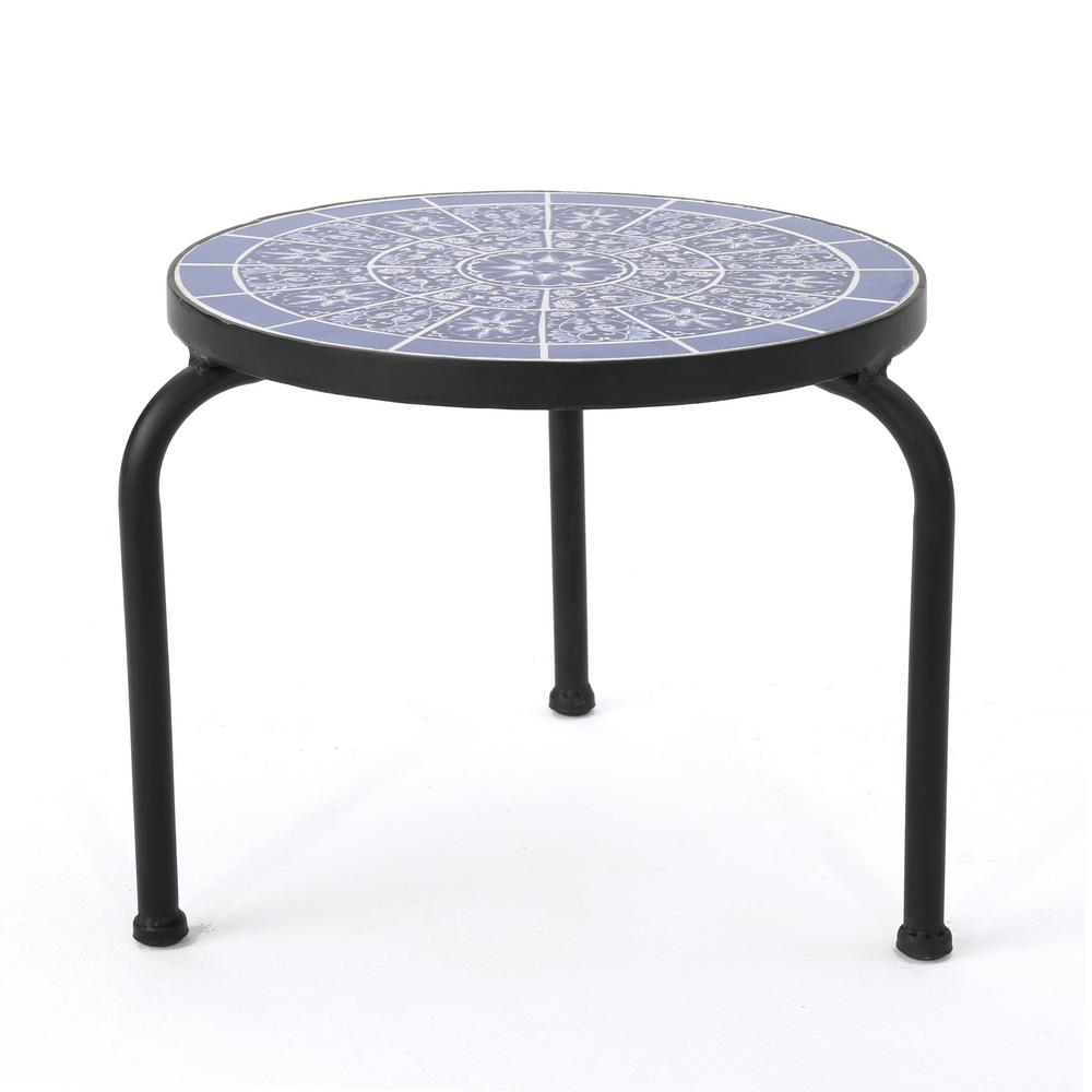 Noble House Caiden Round Metal Outdoor Side Table
