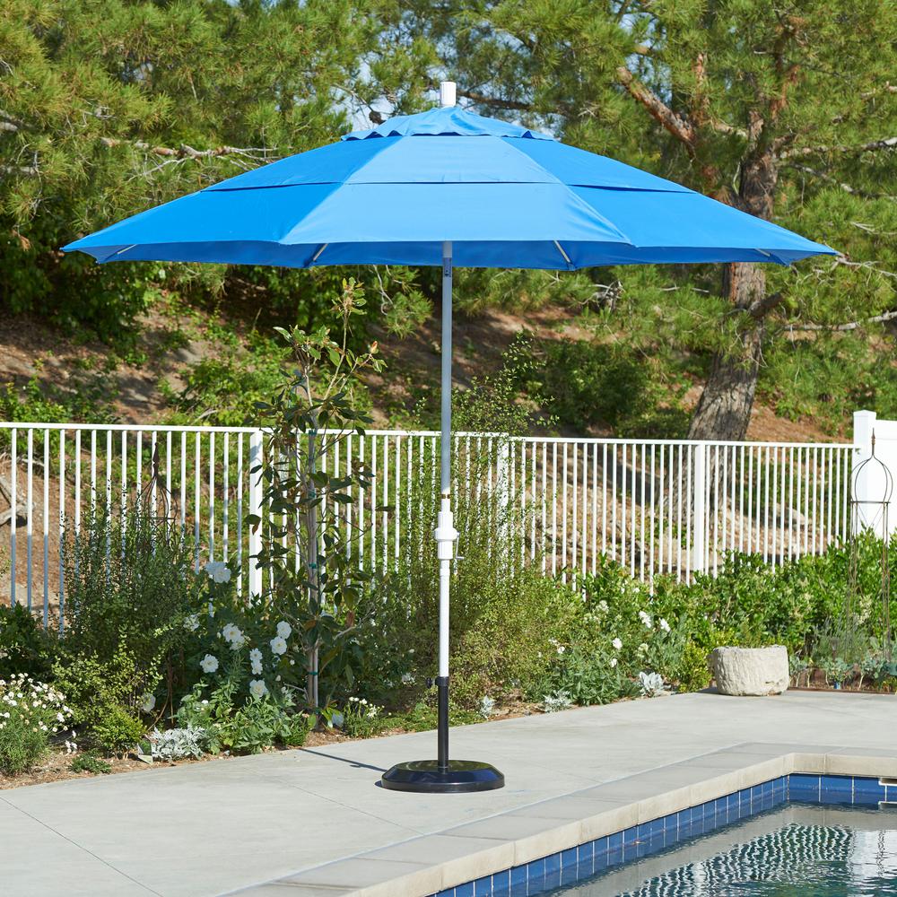 California Umbrella 11 Ft Fiberglass Collar Tilt Double Vented Patio Umbrella In Champagne Olefin Gscuf118117 F67 Dwv The Home Depot