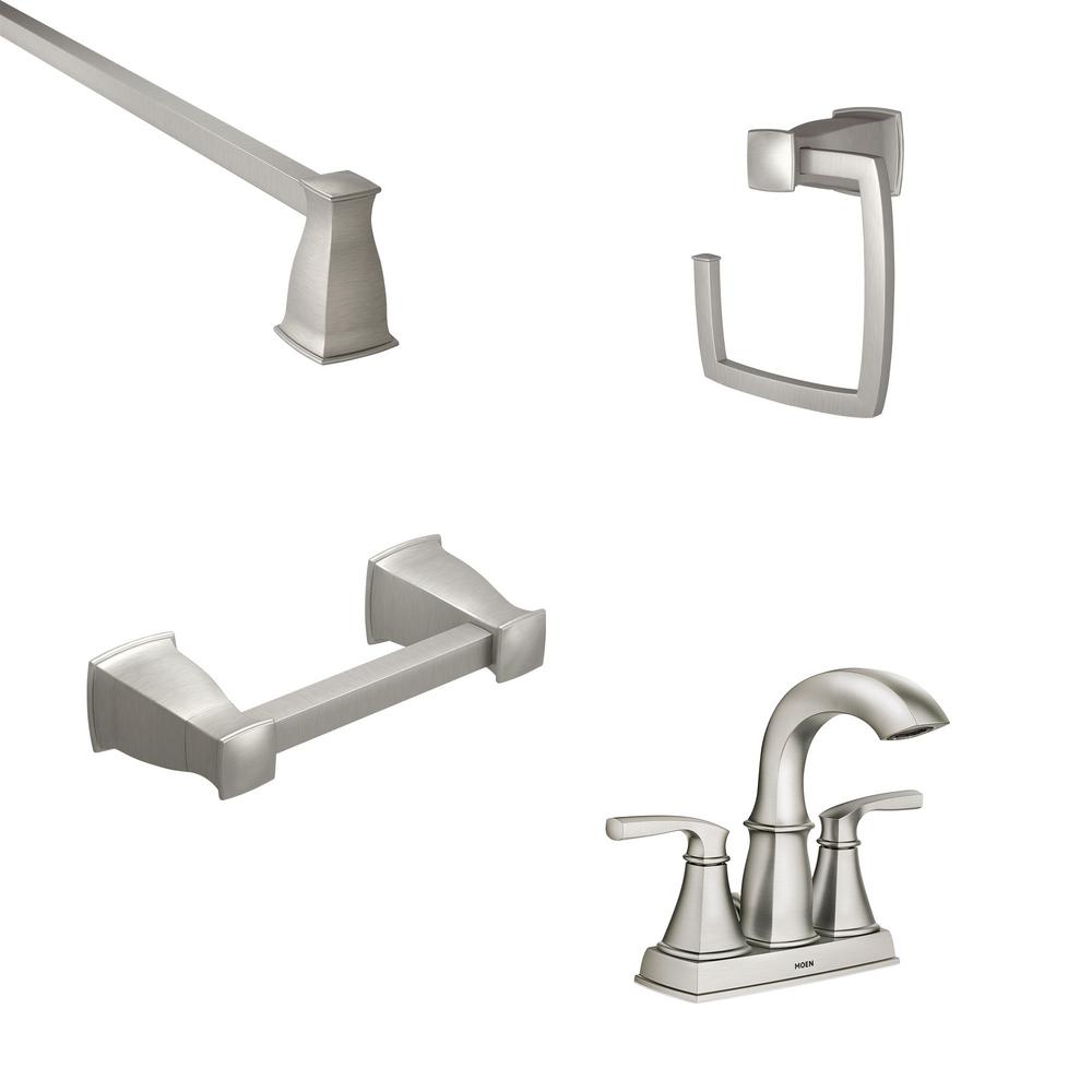 Moen Hensley 4 In Centerset 2 Handle Bathroom Faucet With 3 Piece Moen Hensley 4 In Centerset 2 Handle