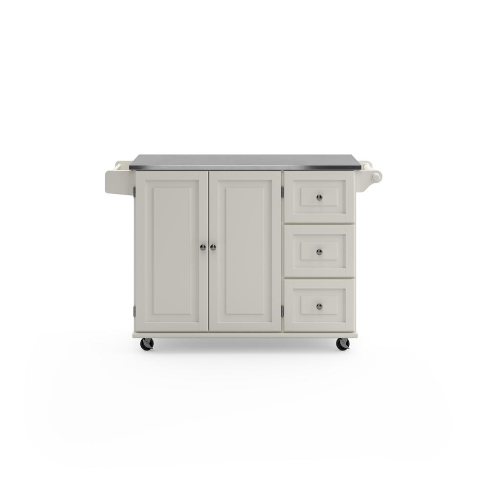 HOMESTYLES Dolly Madison White Kitchen Cart with Natural Wood Top-4511 ...