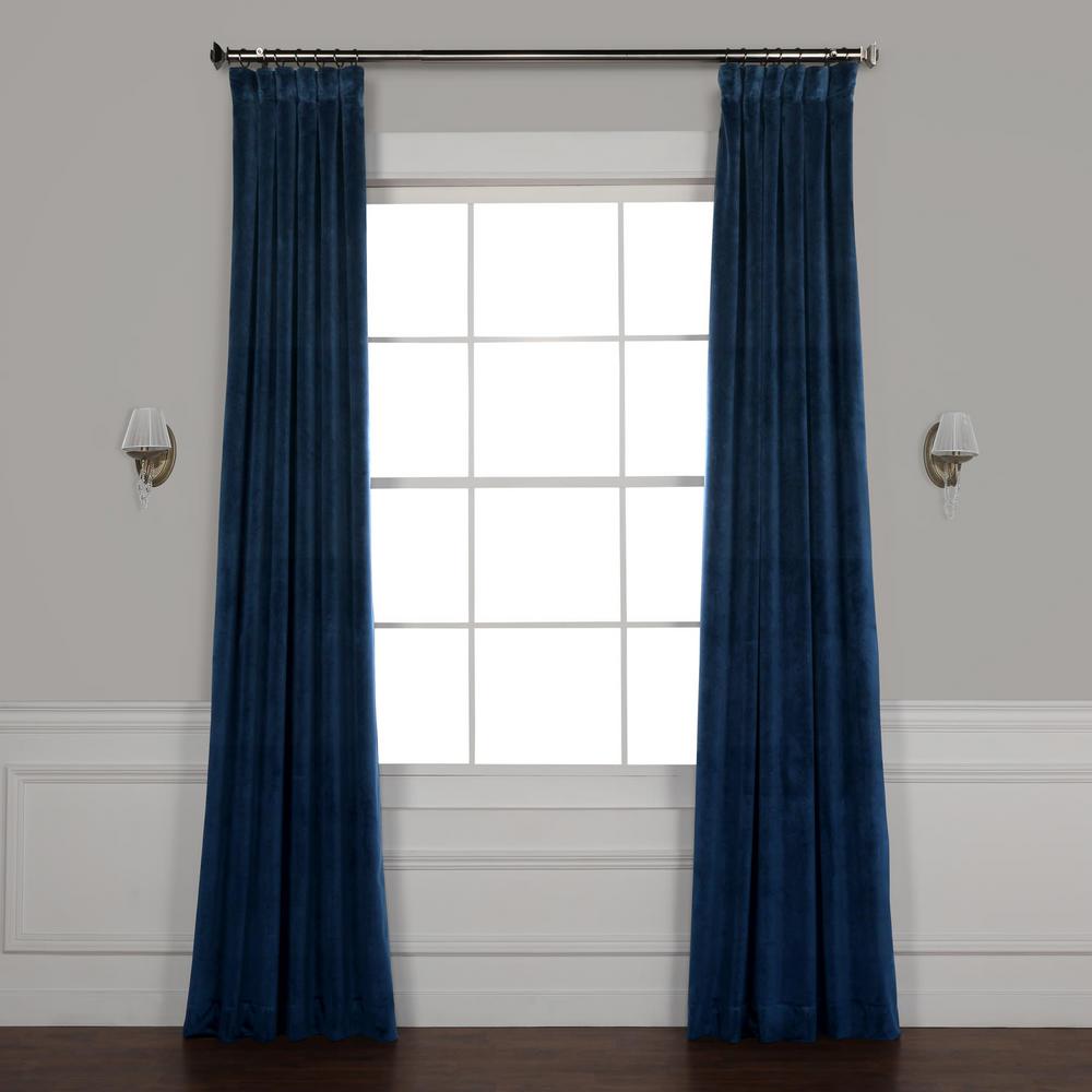 Exclusive Fabrics Furnishings Eternal Blue Heritage Plush Velvet Exclusive Fabrics Furnishings Eternal Blue Heritage Plush Velvet Curtain 50 In W X