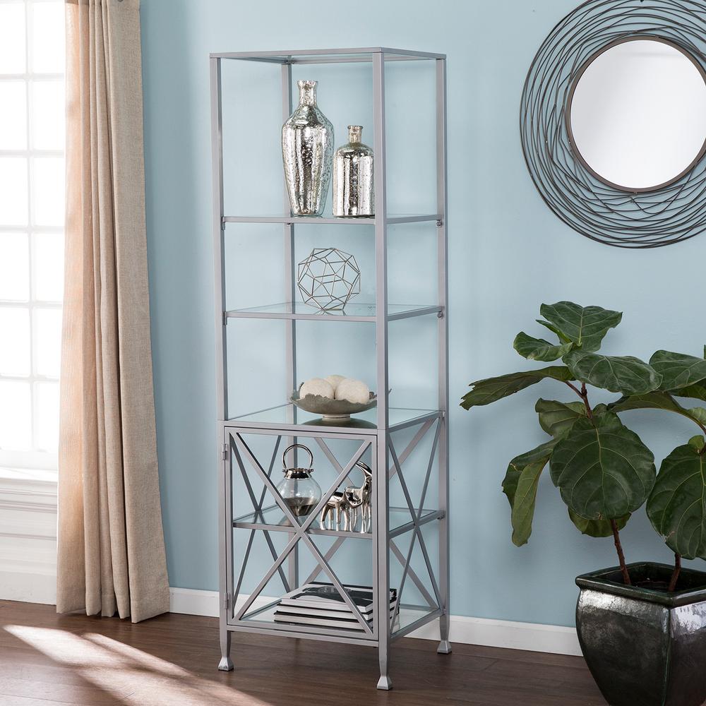 Southern Enterprises Kallon Silver Tall XFrame Bookcase/Etagere