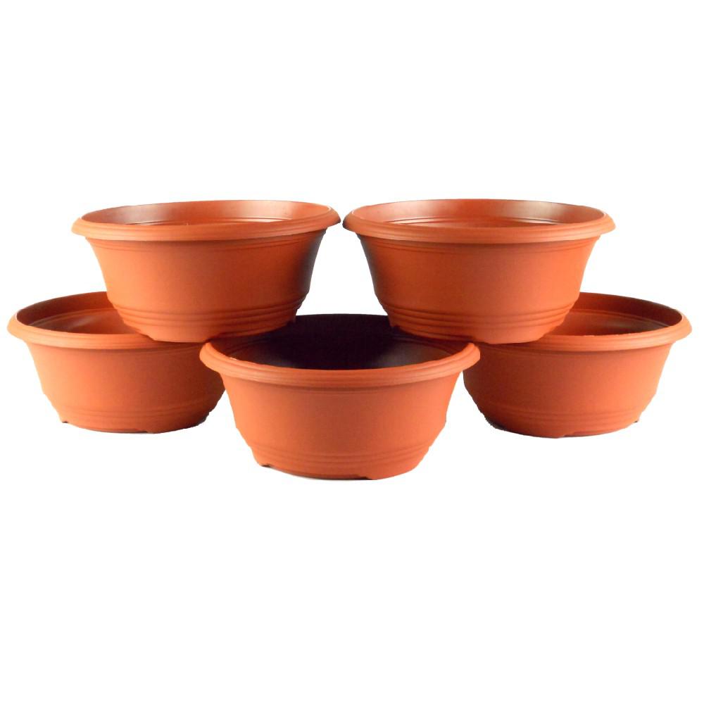 TEKU 10 in. Terra Cotta Plastic Bowl Planter (5Pack)T271065B5 The