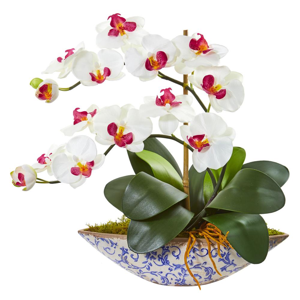 Nearly Natural Indoor Phalaenopsis Orchid Artificial Arrangement