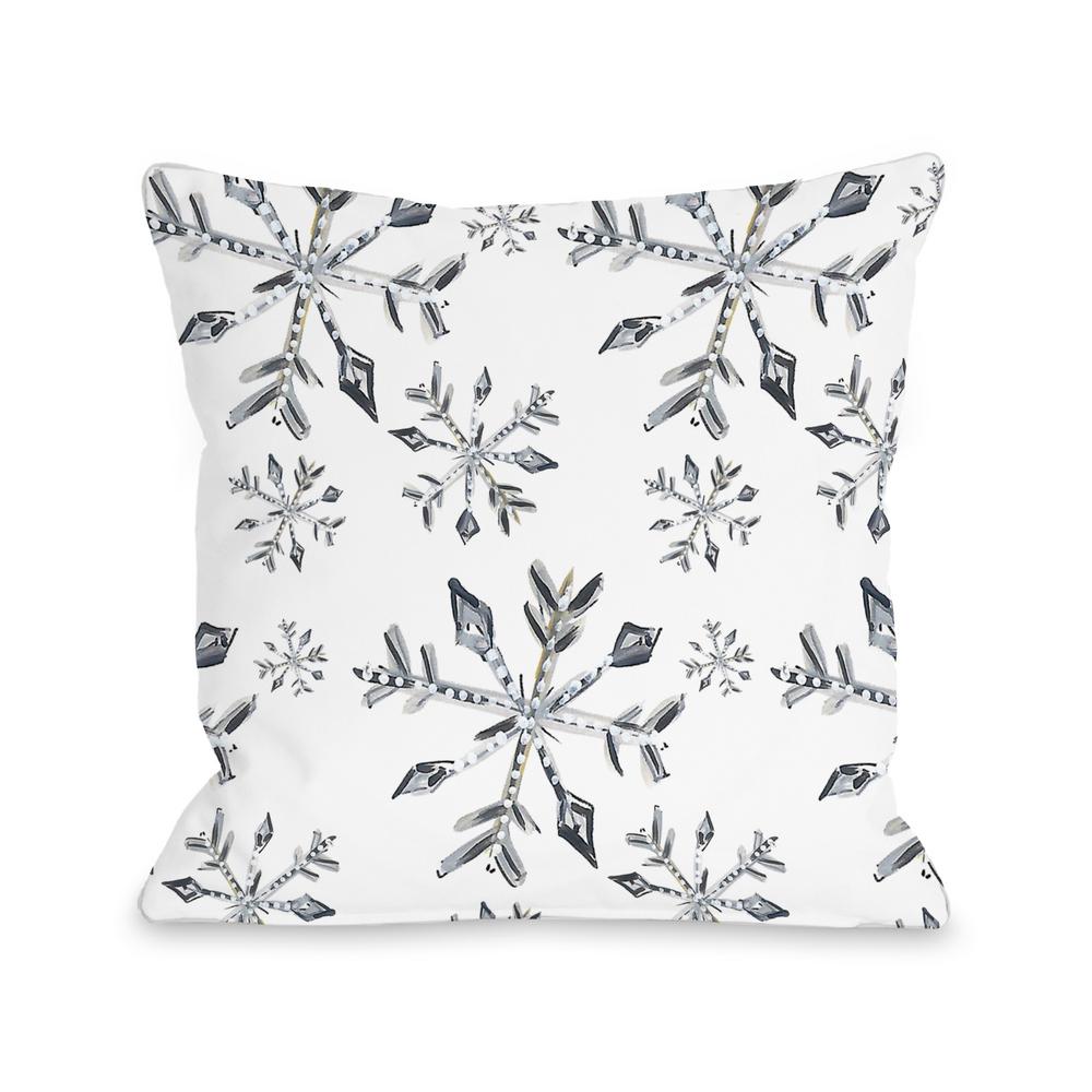 Silver Snowflake Silver Graphic Polyester 16 In X 16 In Throw