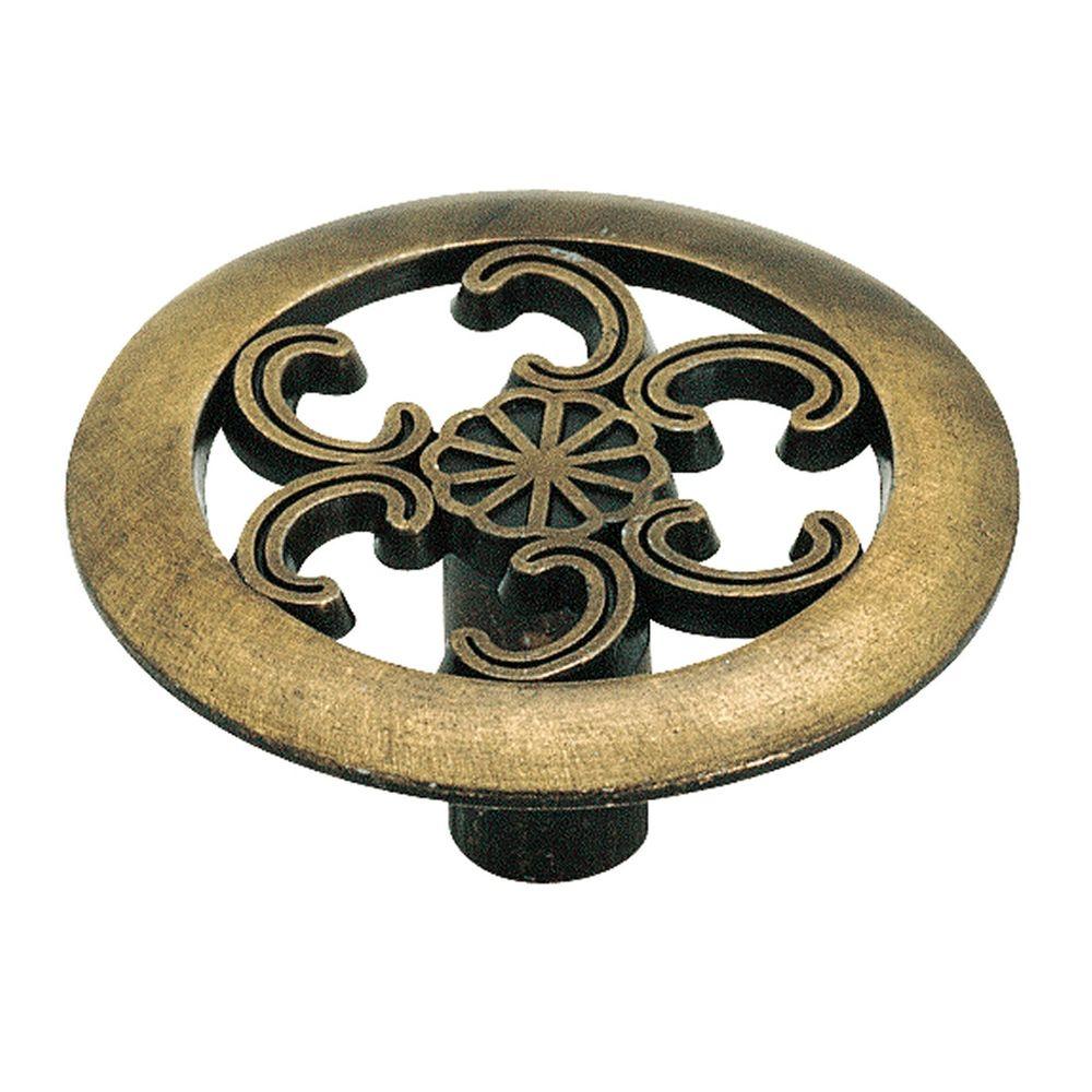 Amerock 1-1-/2 in. Antique Brass Cabinet Knob-890ABS - The Home Depot