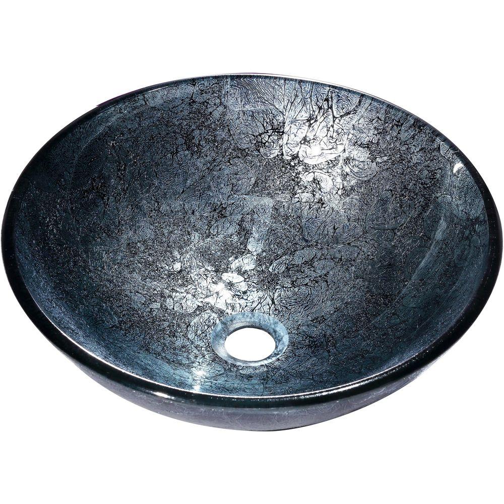 Y Decor Zermatt Vessel Sink in Blue and SilverZERMATT The Home Depot
