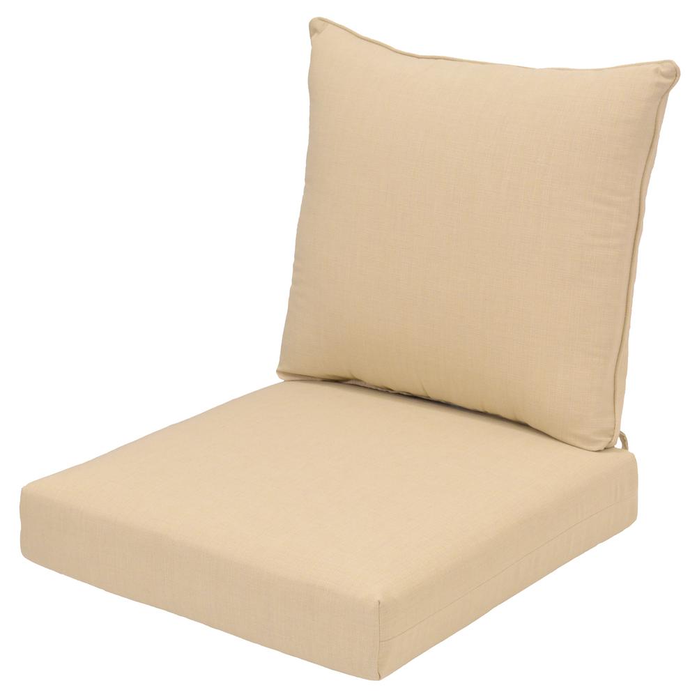 Acrylic Plantation Patterns Llc Outdoor Cushions Patio Cushionguard Oatmeal 2 Piece Deep Seating Outdoor Lounge Chair Cushion