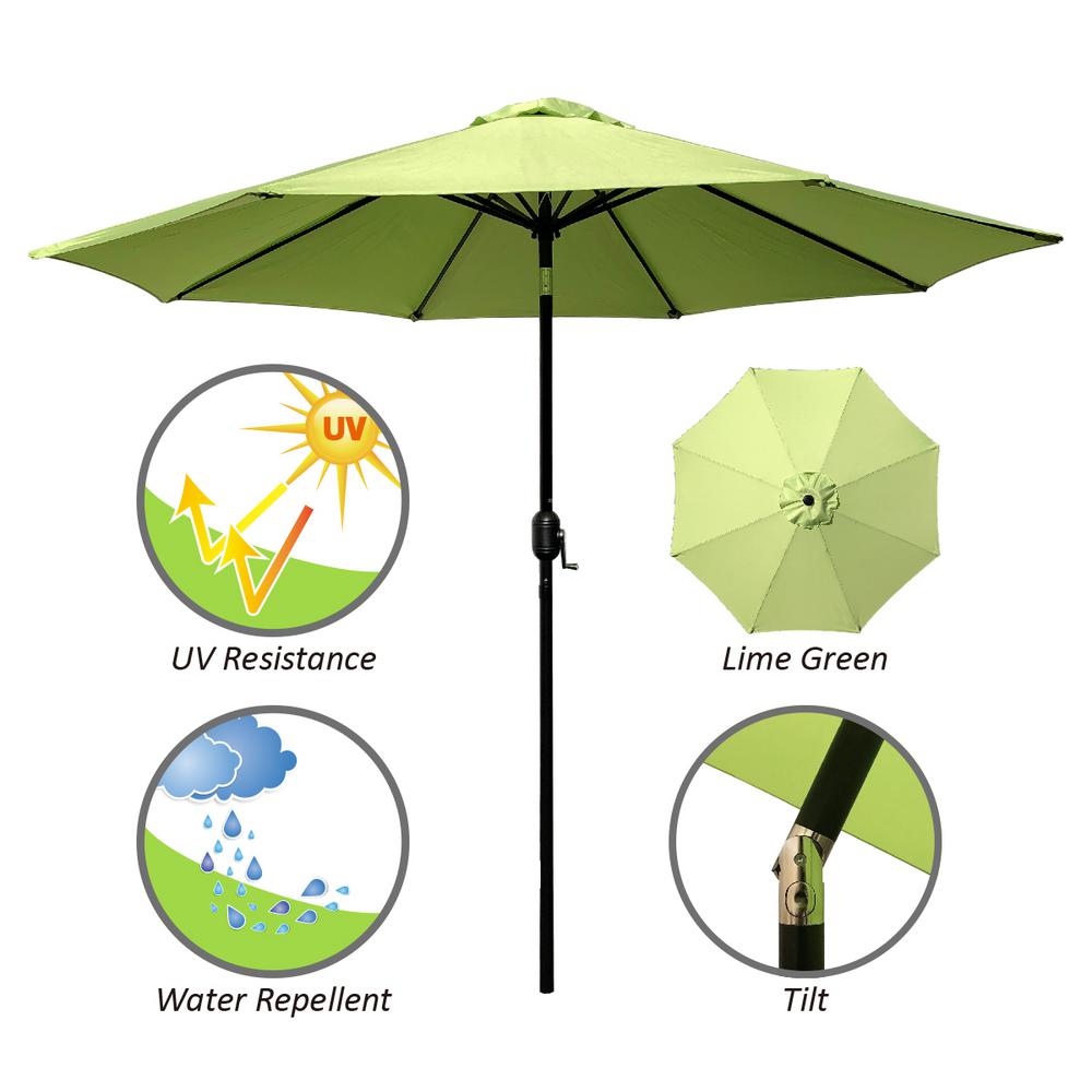 Maypex 9 Ft Steel Crank And Tilt Market Patio Umbrella In Lime Green 300002 G The Home Depot