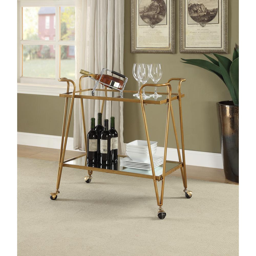 MidCentury Gold Bar Cart with Castors AJUBAR4GLDKD01 The Home Depot