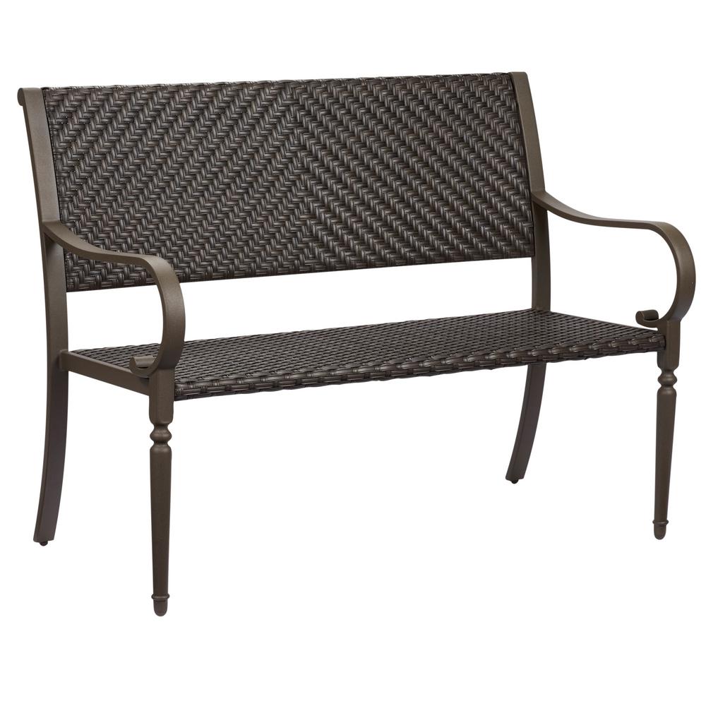 Hampton Bay Commack Brown Wicker Outdoor Bench-760.008.000 ...