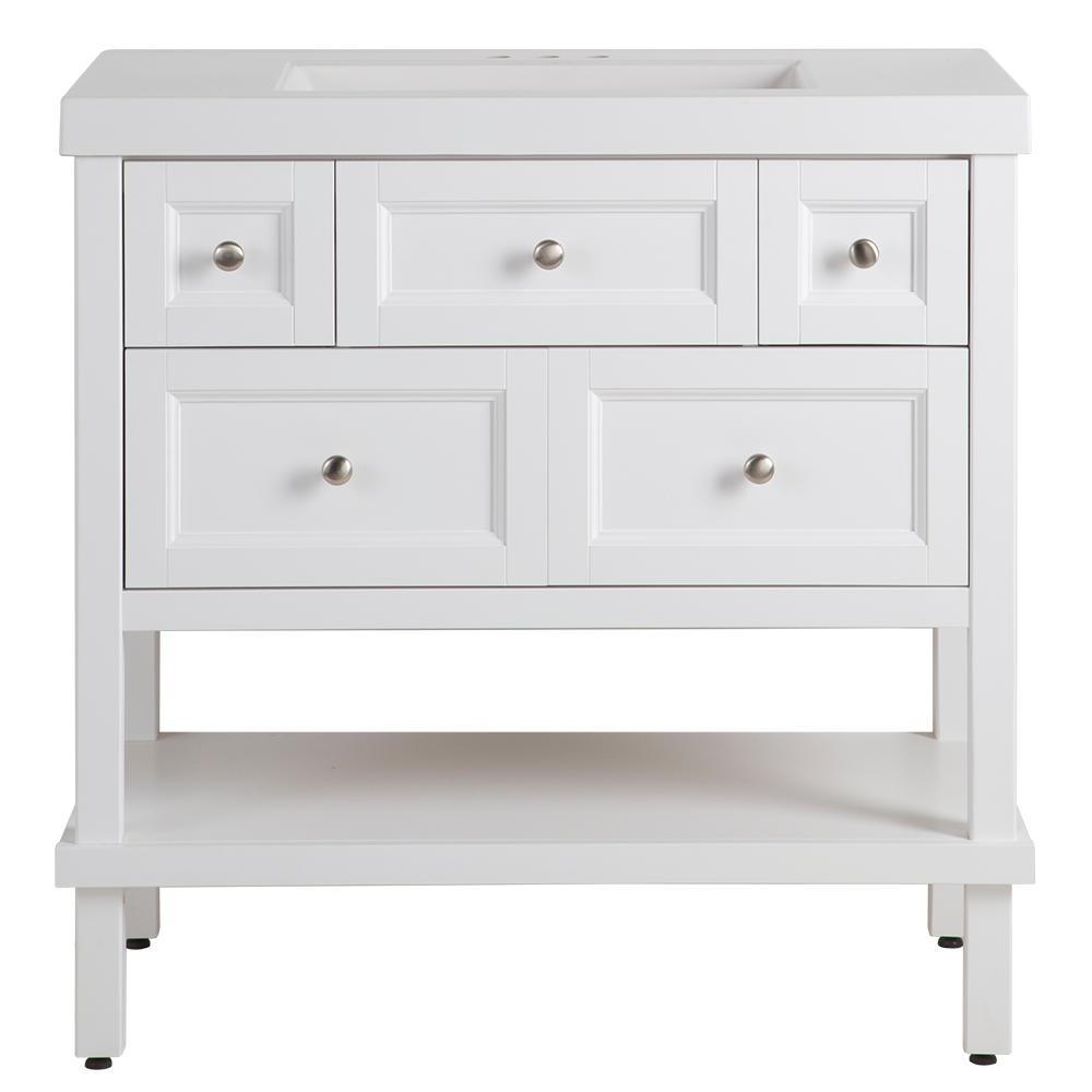 Glacier Bay Ashland 37 In W X 37 In H X 19 In D Bathroom Vanity In White With Vanity Top In White With White Sink Aliip2 Wh The Home Depot