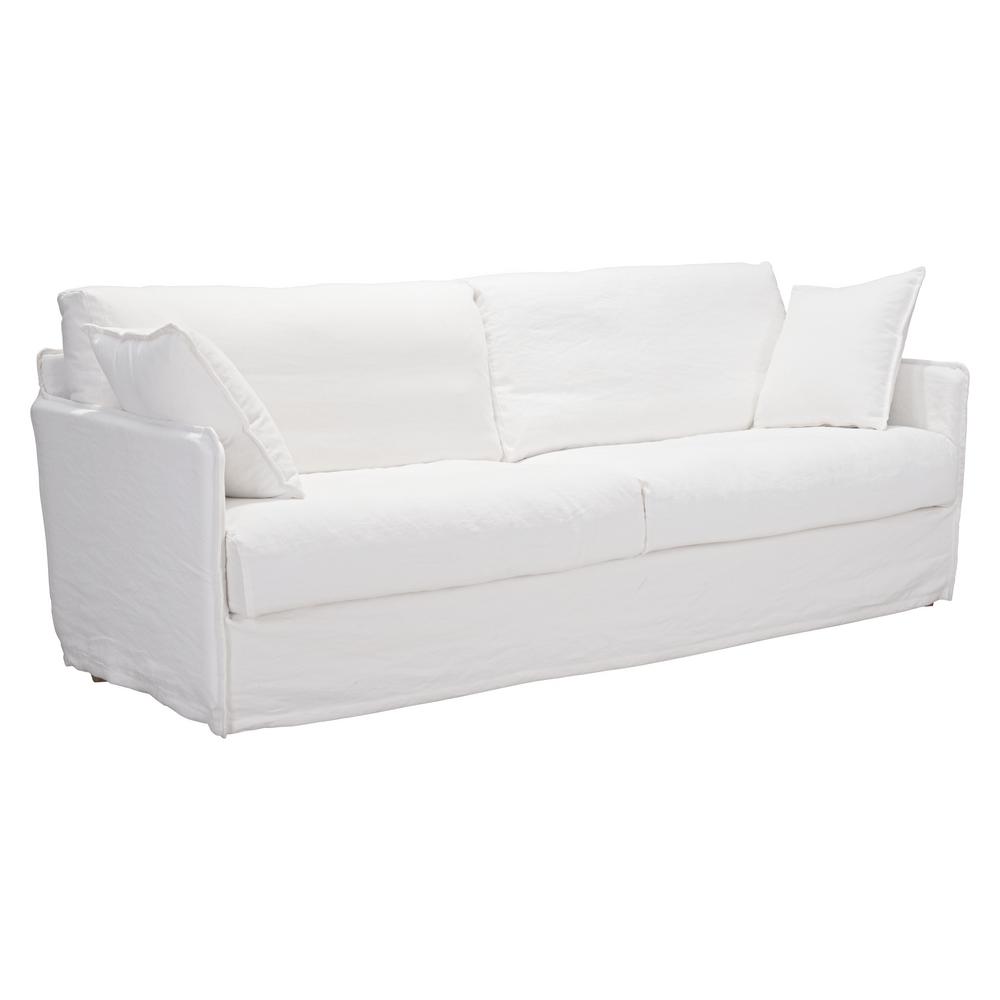 Cotton White Fabric Sofas Loveseats Living Room Furniture Cameron Ivory Sofa