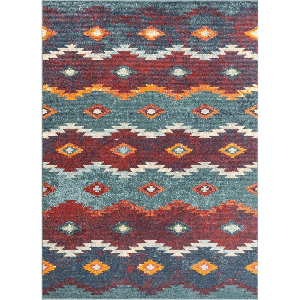 Well Woven Taos Ruidoso Blue Bohemian Tribal Diamond 6 Ft 7 In X 9 2 Area Rug