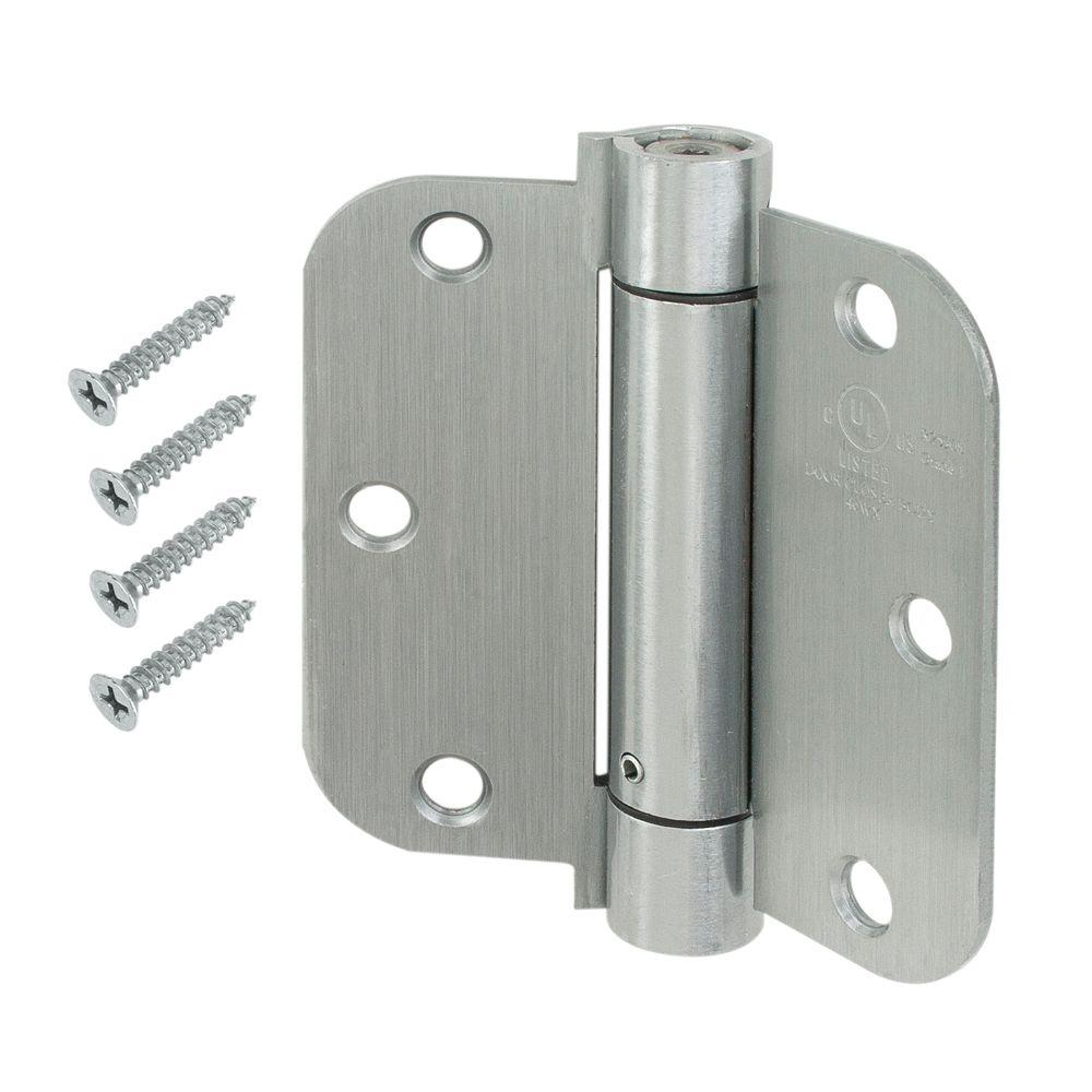Everbilt 4 in. Satin Brass Adjustable Spring Door Hinge15535 The