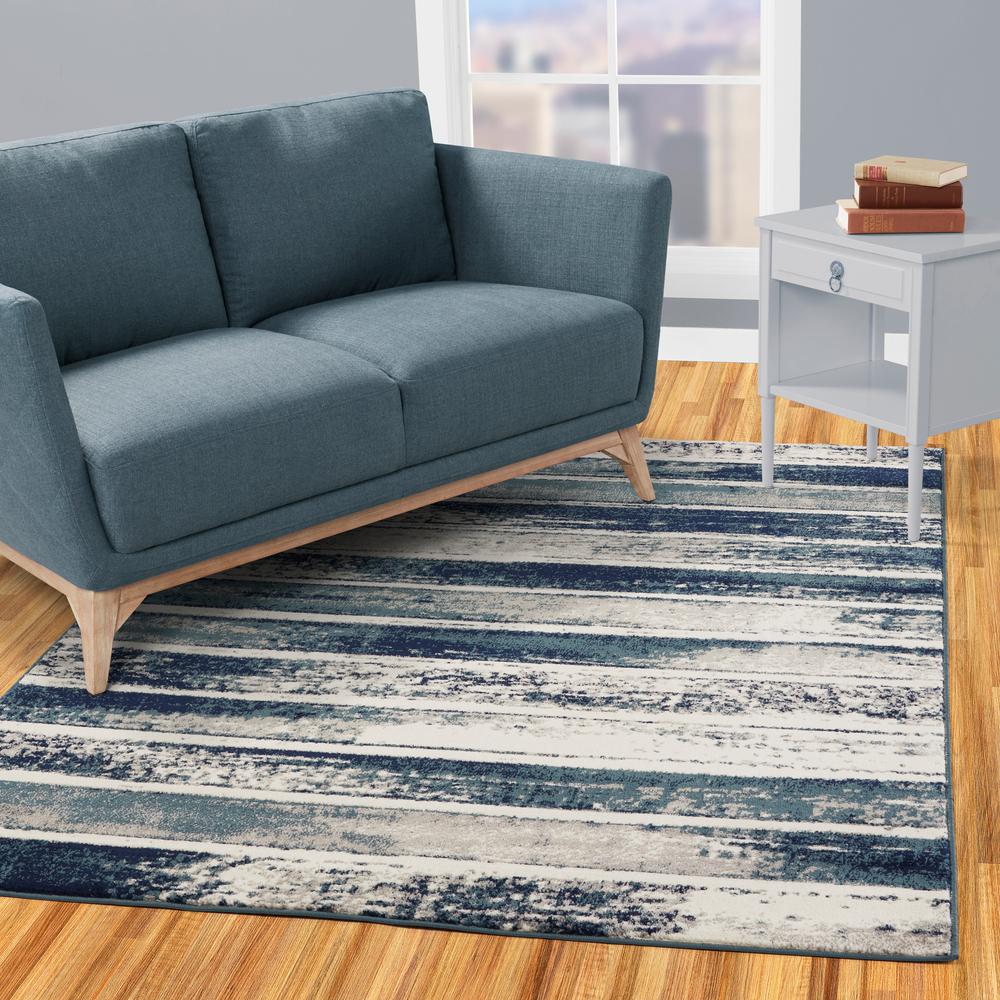 Diagona Designs Jasmin Collection Stripes Design Multi Color 7 Ft