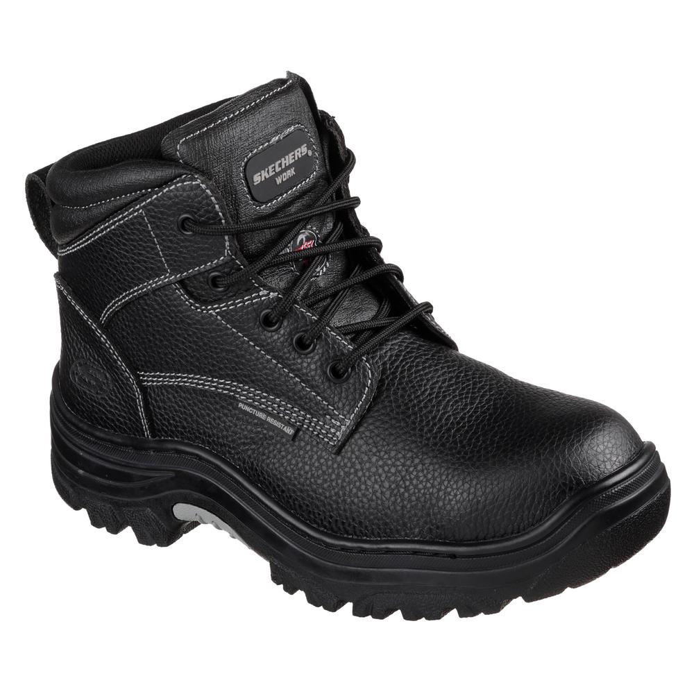 skechers mens black leather boots
