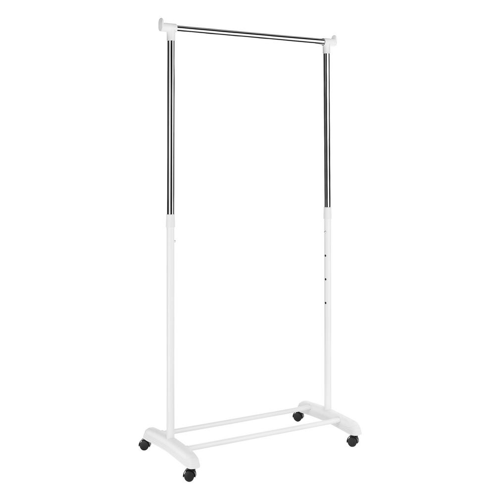 Whitmor 18.25 in. L x 33 in. W x 66 in. H White Adjustable Garment Rack