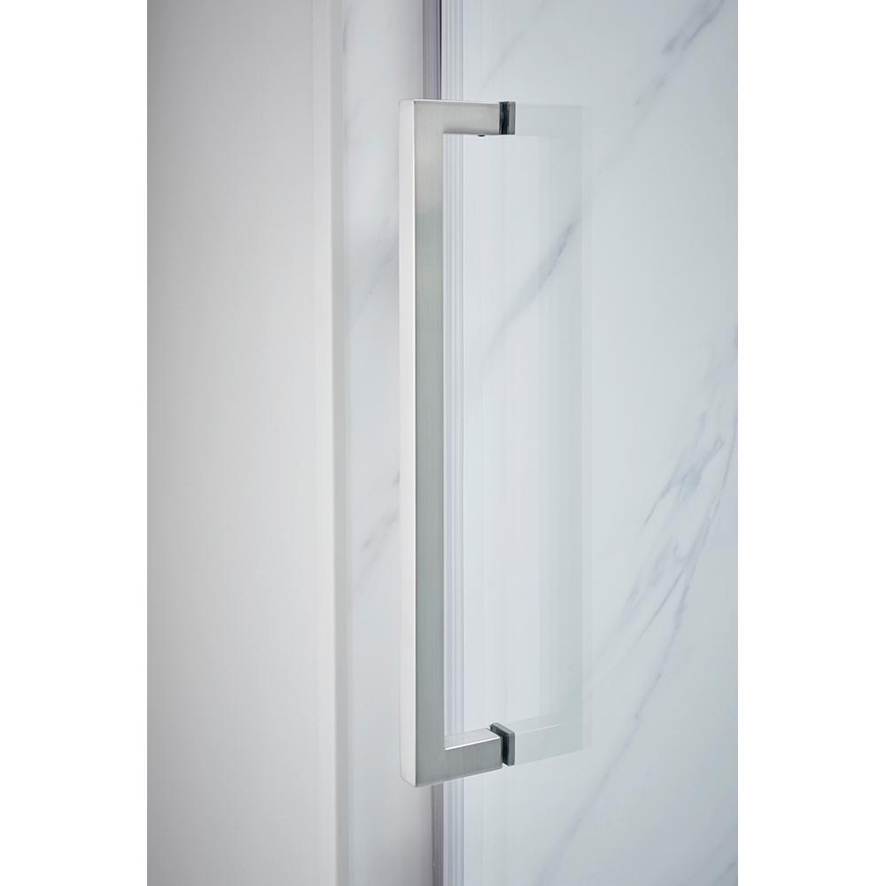 Foremost Lagoon 60 In W X 63 In H Semi Frameless Sliding Bathtub Door In Silver With Vertical Handle Lgdrv6063 Cl Sv The Home Depot