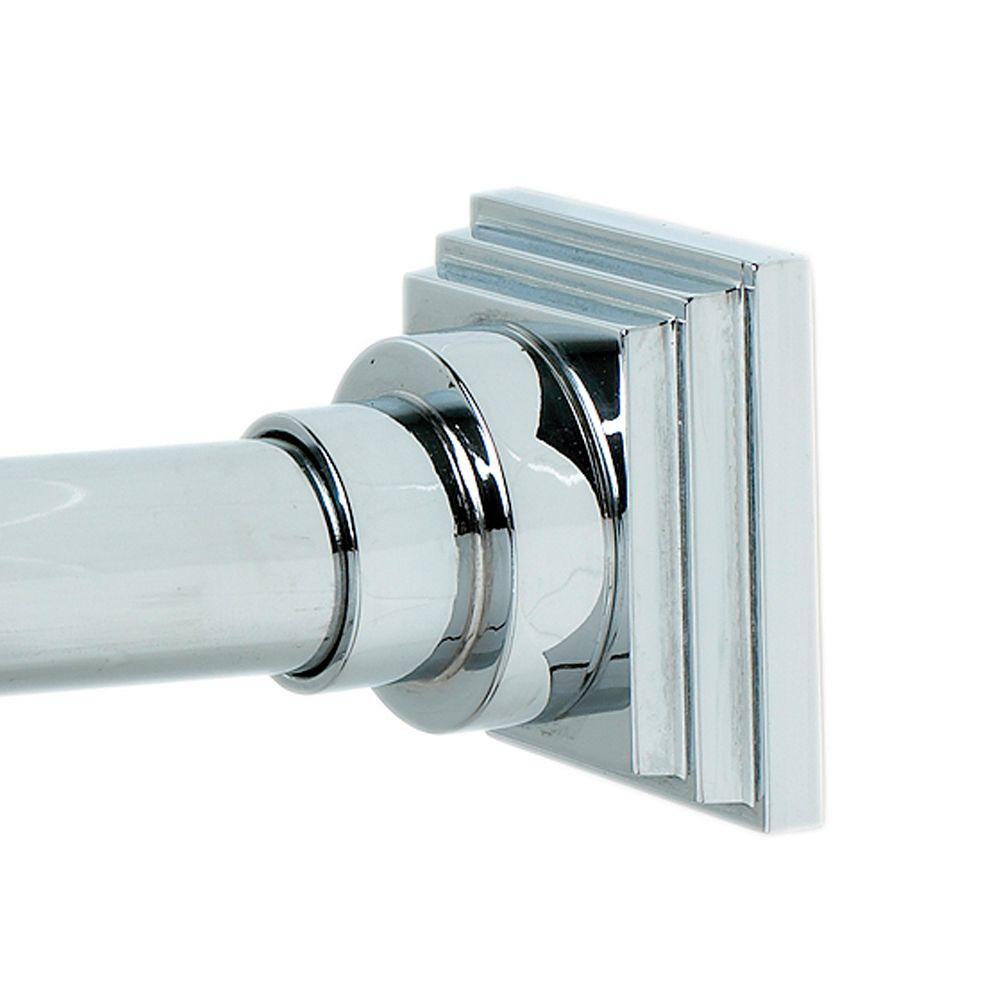 Zenna Home 43 in. 72 in. Square Finial Tension Curtain Rod in Chrome